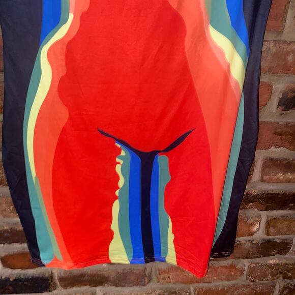 Blush Mark Abstract Body Print Short Sleeve Mini T-Shirt Dress Women's Size XL - Picture 3 of 6